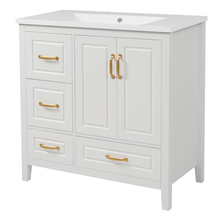 Bathroom Vanity With Sink, Soft Closing Doors & Drawers, Metal Handles