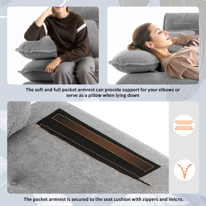 L Shaped Convertible Sectional Sofa 4 Seat Tufted Couch Set With Two Tone Adjust Legs Cloud Movable Ottoman