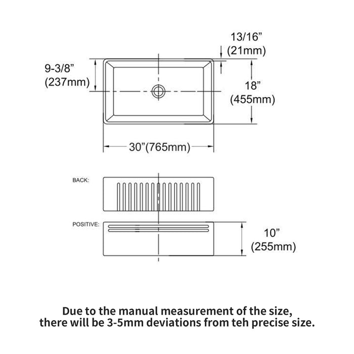 Sink 30" Apron Front Reversible Single Bowl Kitchen Sink With Grid And Strainer - White