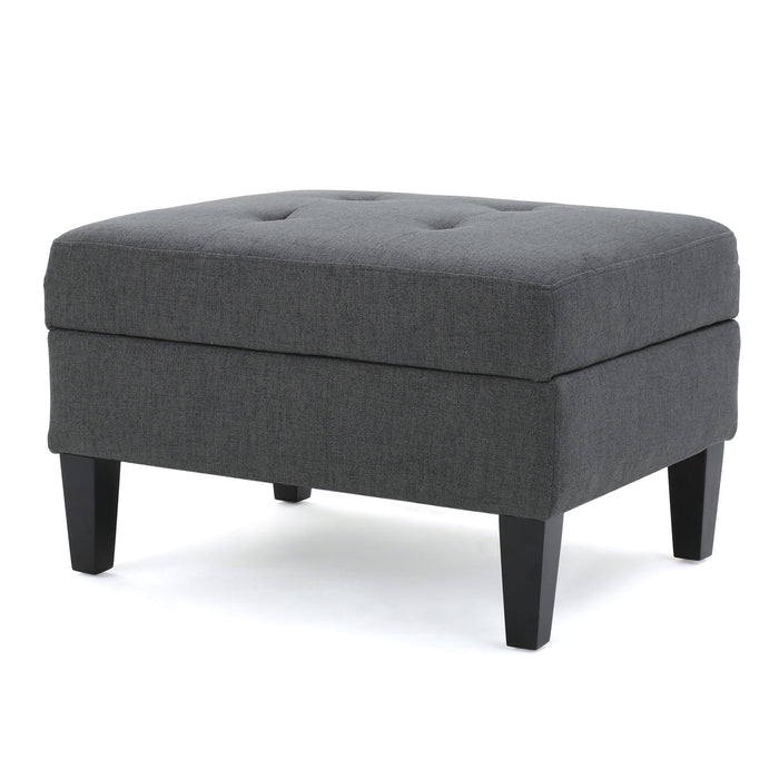 Ottoman With Birch Wood Legs And Cushioned Top For Comfort