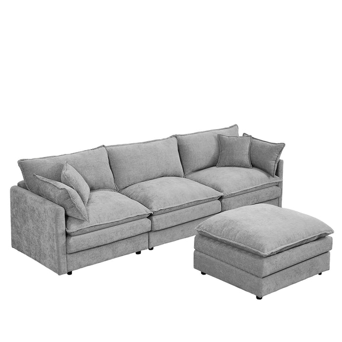 Modular L-Shaped Sectional Sofa With Movable Ottoman