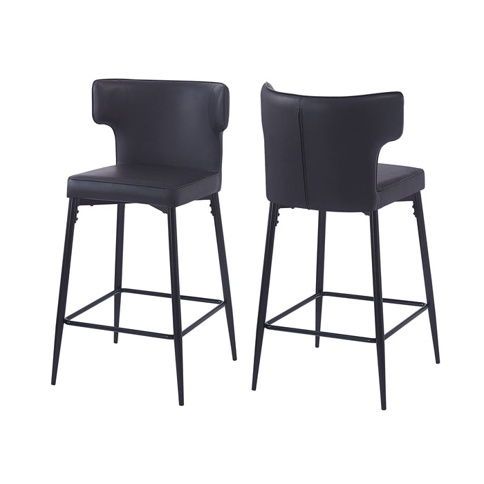Modern Bar Stools With Upholstery And Metal Footrest (Set of 2)