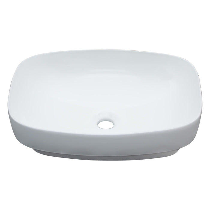 Modern Semi Recessed Ceramic Bathroom Sink With Vessel Design - White