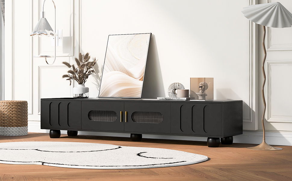 Modern TV Stand For TVs Up To 80", 2 Drawers And Cabinet