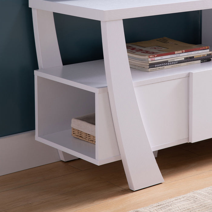 Contemporary TV Stand With 4 Shelves And 1 Drawer