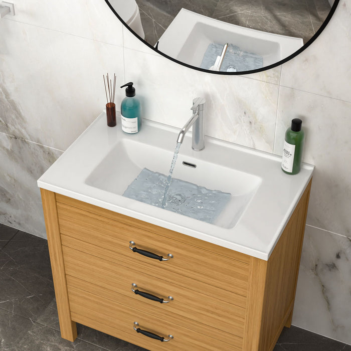 Rectangular Single Vanity Top With 1 Faucet Hole And Overflow, 35" X 20", Sink Only - White