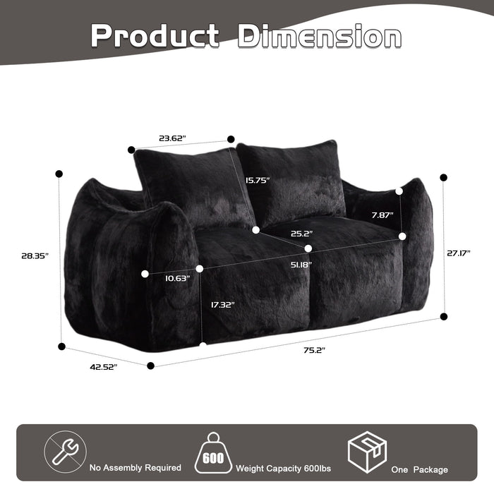 Giant Bean Bag Couch, Ultra Soft Fluffy Loveseat For Living Room