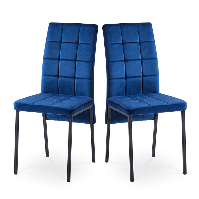 Velvet High Back Nordic Dining Chair Modern Fabric Chair With Black Legs (Set of 2)