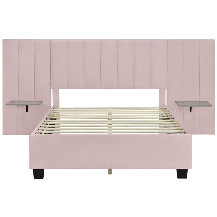Upholstered Platform Bed With Big Headboard