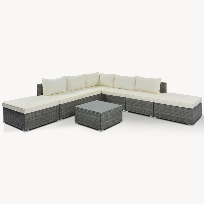 8 Pieces Outdoor Patio Furniture Conversation Wicker Sofa Set