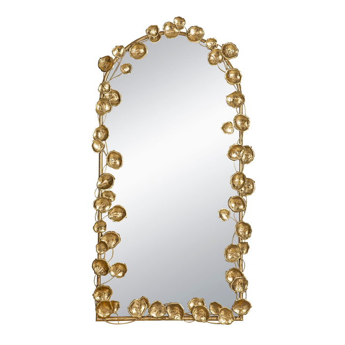 Full Length Arched Wall Mirror With en Leaf Accents Decorative Mirror For Living Room Bedroom - Gold