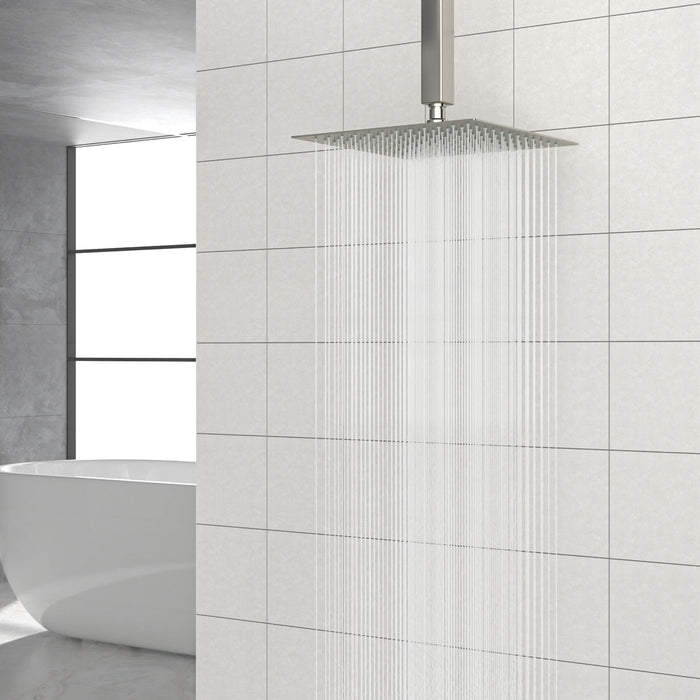 Modern 10" Square Rainfall Shower Head & Stainless Steel Wall Or Ceiling Mount Luxury Spa Shower Panel