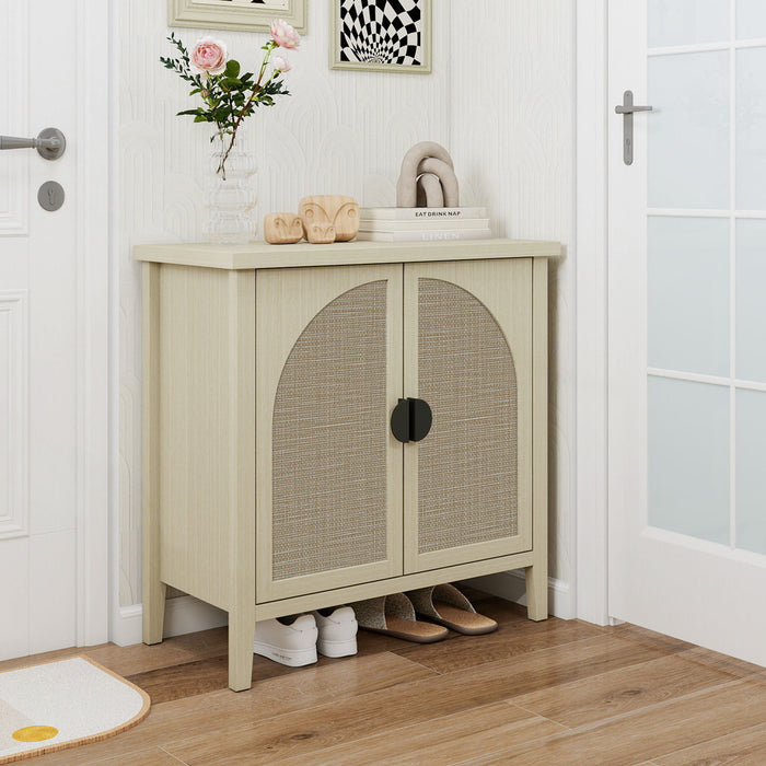Rattan 2 Door Cabinet, Suitable For Bedroom - Natural