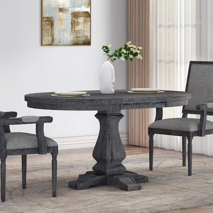 Rustic Extendable Dining Table With Pedestal Base - Gray