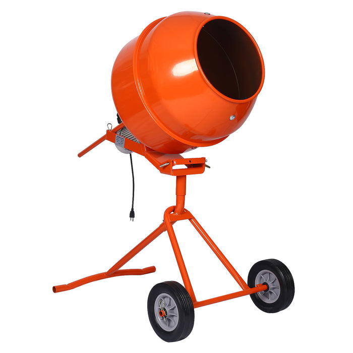 Portable Concrete Mixer With Etl Certificated Copper Motor, Electric Cement Mixer, 5.0 Cu. Ft. - Orange