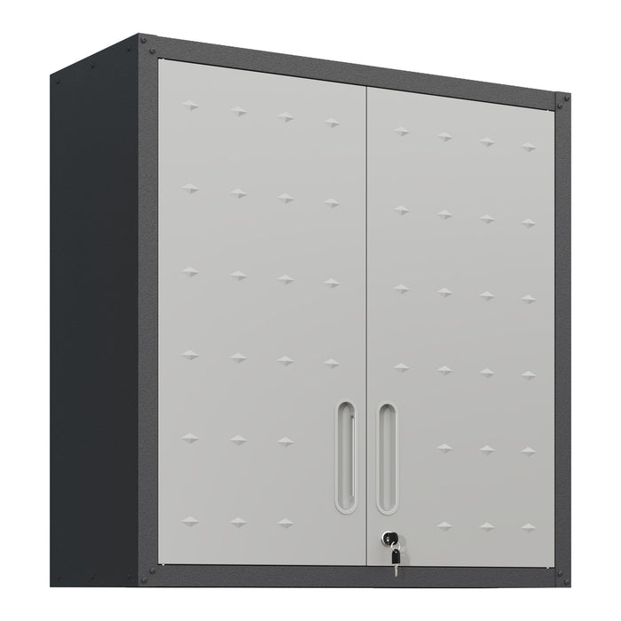 Metal Wall Mounted Tool Storage Cabinet With 2 Locking Doors, Adjustable Shelf, And Drawer