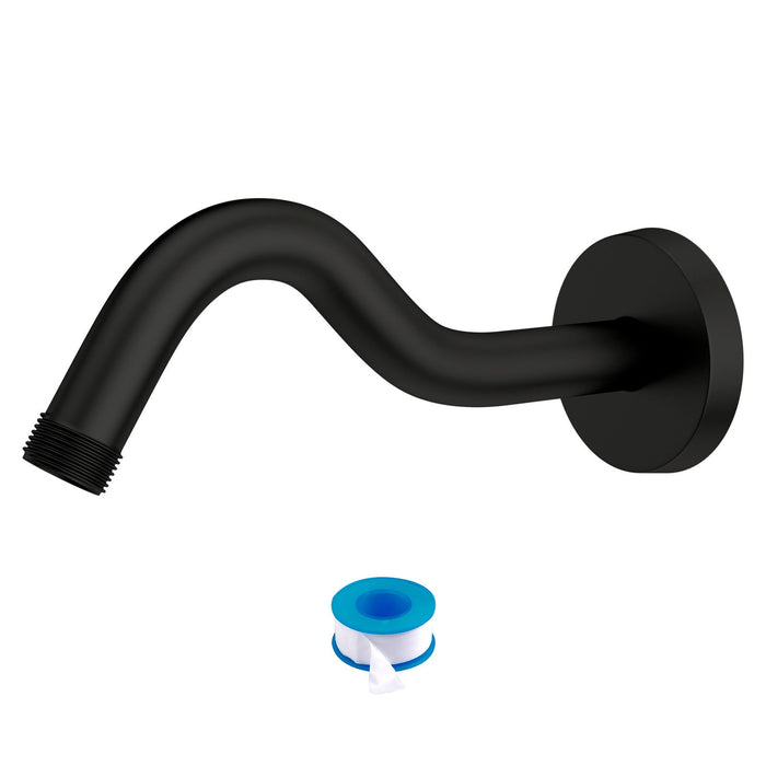 8" Shower Arm With Flange, Adjustable Angles - Matte Black