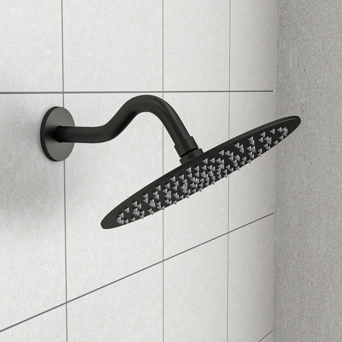 8" Shower Arm With Flange, Adjustable Angles - Matte Black