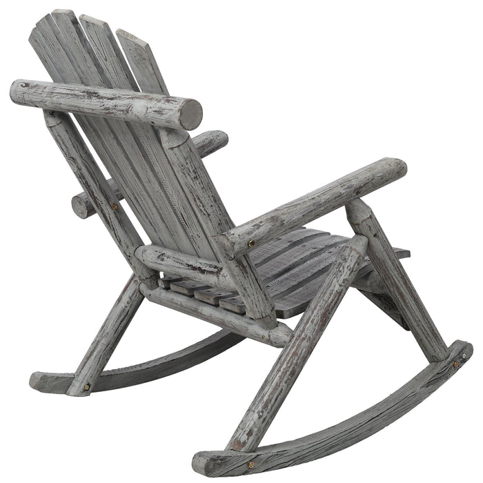 Durable Wooden Porch Rocker, Fir Log Rocking Chair