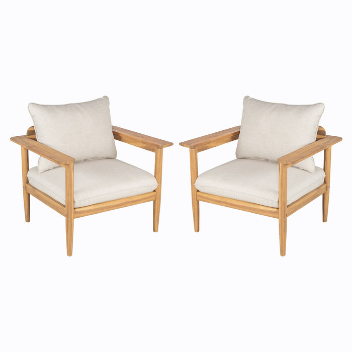 Terassi - Outdoor Lounge Chair (Set of 2) With Cushions - Beige / Light Teak