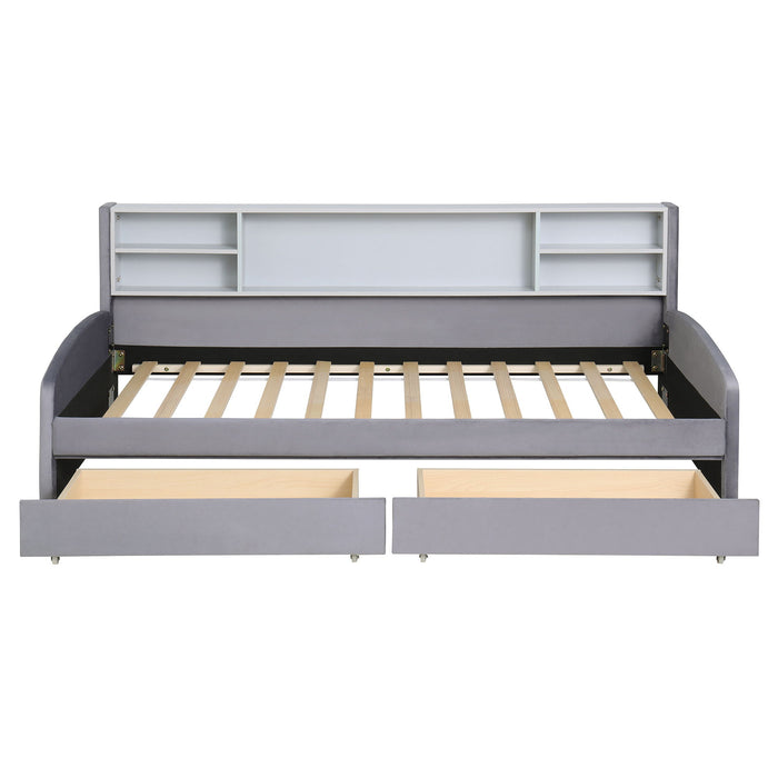 Luxurious Upholstered Platform Bed With Storage Drawers