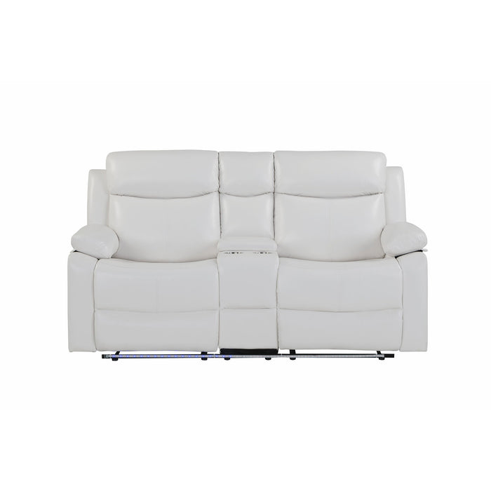 Blanche - Reclining Loveseat With LED Lights And Built In Speakers - White