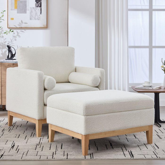 Oversized Swivel Barrel Accent Chair And Ottoman Set With Storage