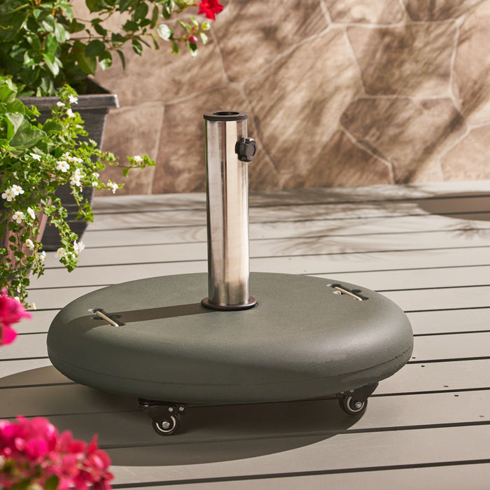Wheelie - Round Umbrella Base With Stainless Steel Holder