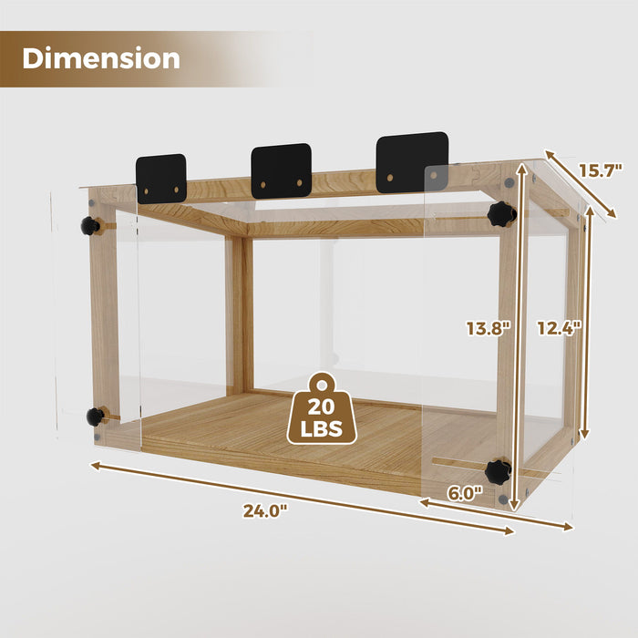 Transparent Acrylic Window Cat Perch Catio Cat Window Box - Natural Wood / Transparent