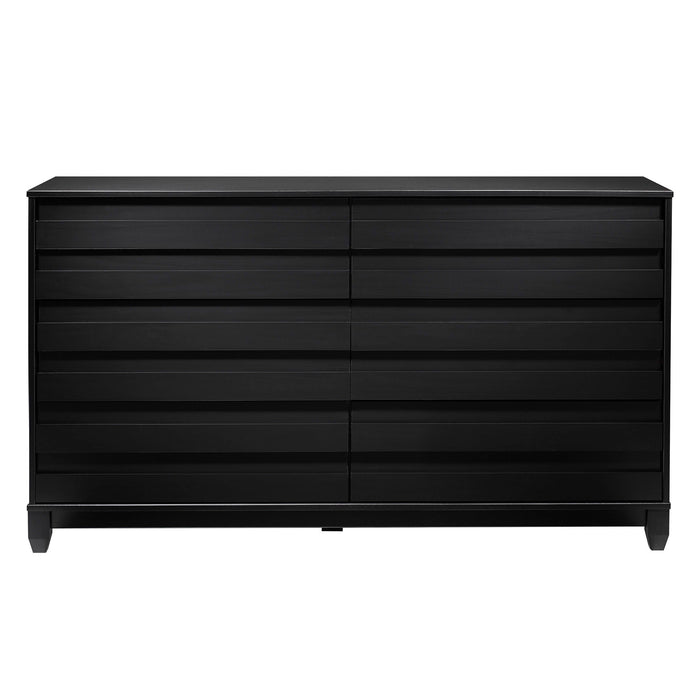Modern 6 Drawer Solid Wood Dresser With Channel Pulls