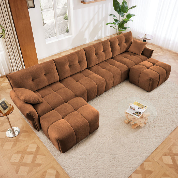 Sofa Set With Ottoman And Pillows, Textured, High Resilience Cushions