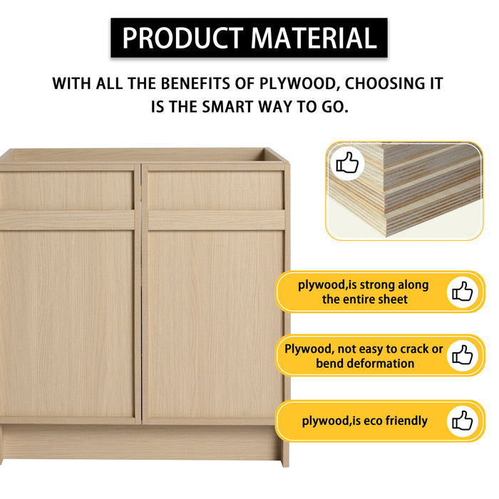 Freestanding Bathroom Vanity With Resin Sink & Soft Close Cabinet Doors