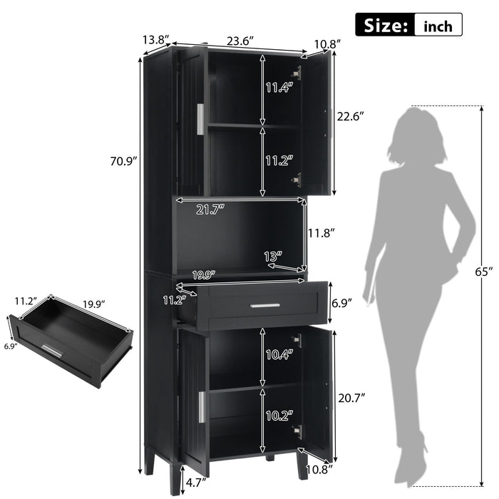Freestanding Tall Bathroom Cabinet With Soft Close Doors And Adjustable Shelves