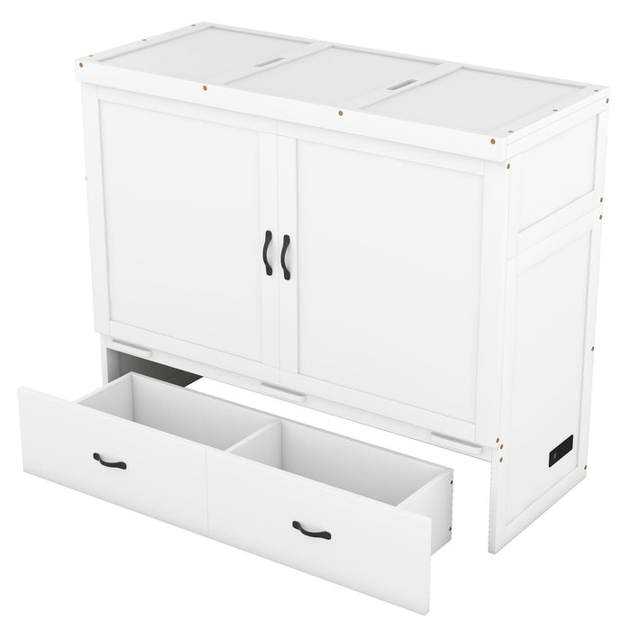 Murphy Bed With USB Port And A Large Drawer