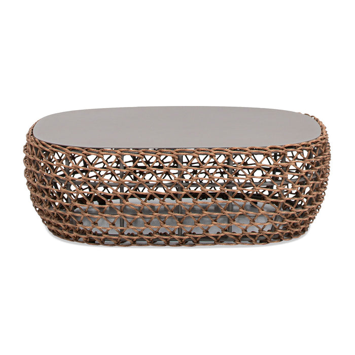 Willow - Oval Woven Patio Coffee Table, Wicker Frame