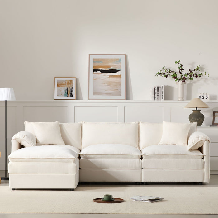 Modular Sectional With Deep And Wide Seat, Cloud Couch Set With Double Cushions Sofa With Movable Ottoman