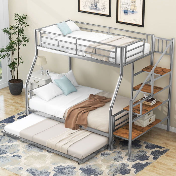 Metal Bunk Bed With Trundle And Storage Staircase