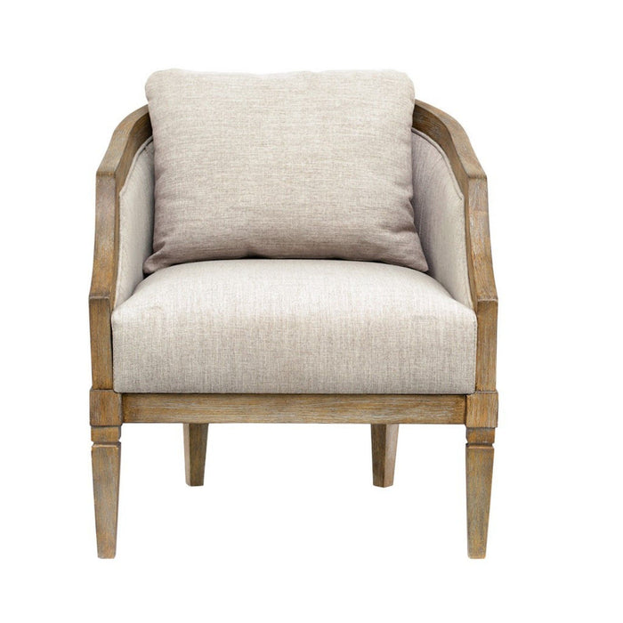 Classic Chair With Solid Wood Frame And Jacquard Upholstery - Beige