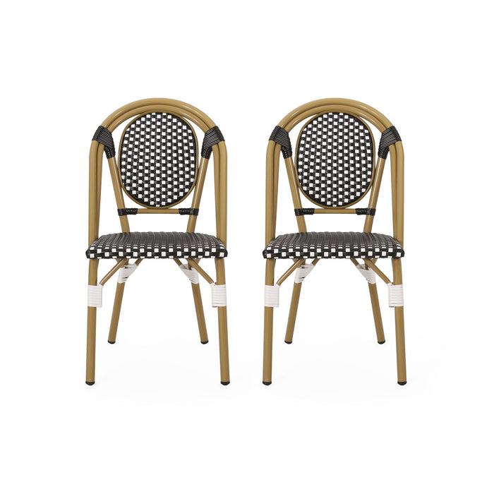Outdoor Rattan And Aluminum French Bistro Chair Set