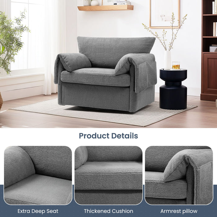 Oversized Swivel Armchair Modern Chair & Single Sofa Lounge, Comfortable Seating For Living Room