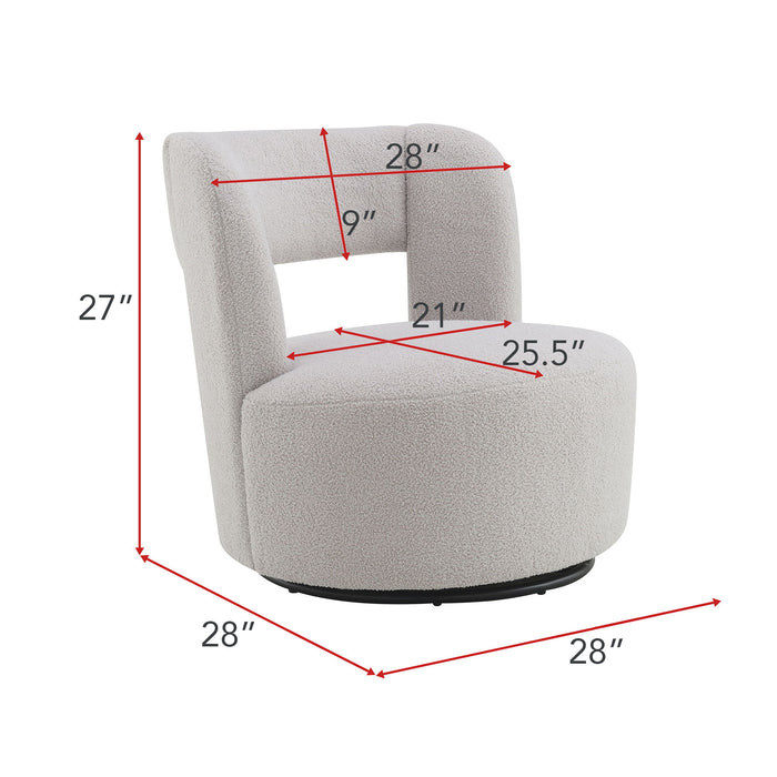 Swivel Comfy Round Barrel Chair With Soft Teddy Fabric For Living Room