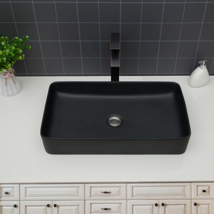 Modern Ceramic Rectangular Bathroom Vessel Sink With European Design