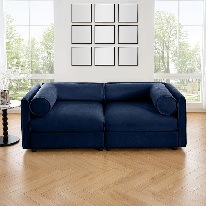 Stylish Chenille Sofa With Storage Seat And Cylindrical Backrest