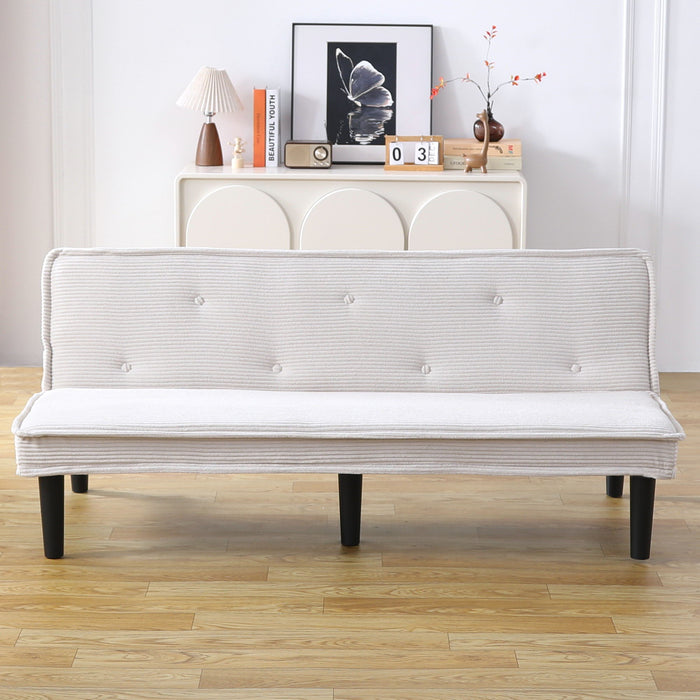 Versatile Corduroy Sofa Bed With Solid Wood Frame