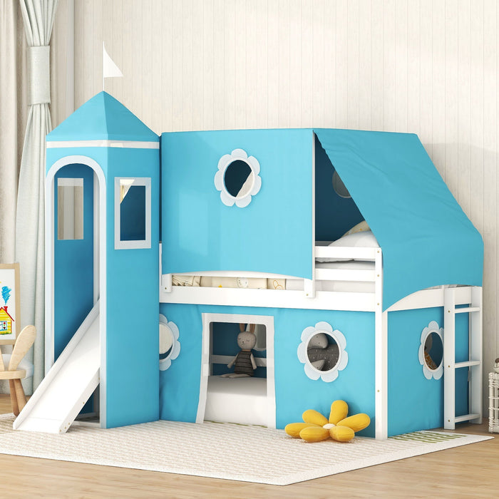 Loft Bed With Slide Tent And Tower Fun Playhouse Design