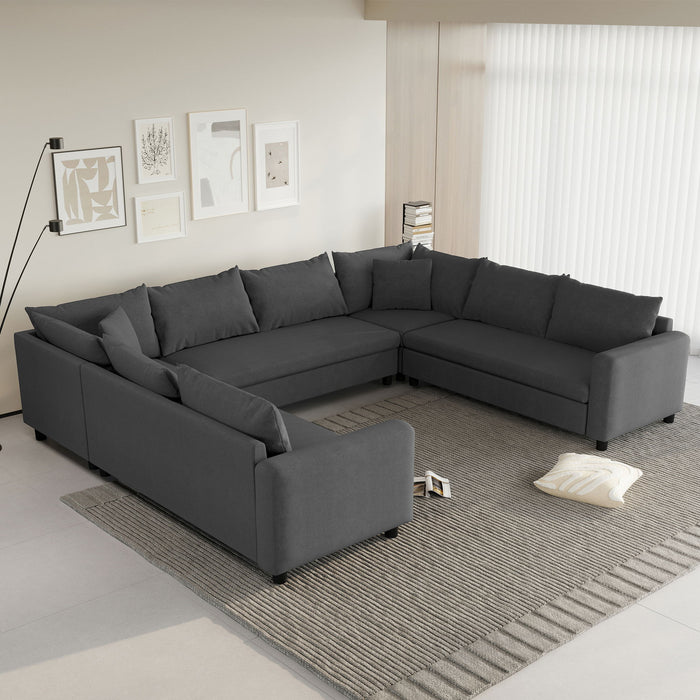 Modular Sectional Reversible U Shaped Couch Set, Free Combination Minimalist Style, Oversized 8 Seat Convertible Sofa