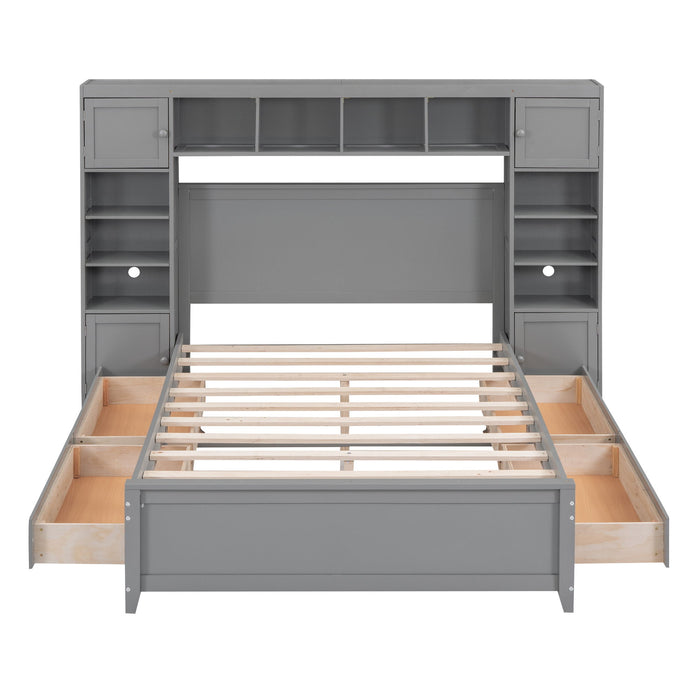 Bed With All In One Cabinet And Shelf