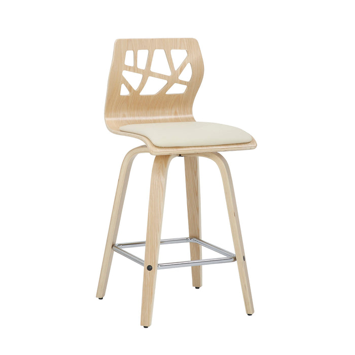 Folia - Mid Century Modern Counter Stool With Footrest (Set of 2)