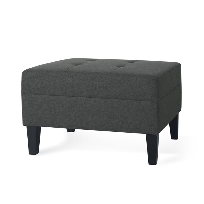 Classic Ottoman With Birch Wood Legs And Fabric Upholstery