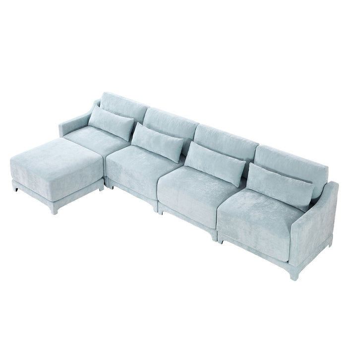 Stylish Sofa With Ottoman And Lumbar Pillows, Ergonomic Design